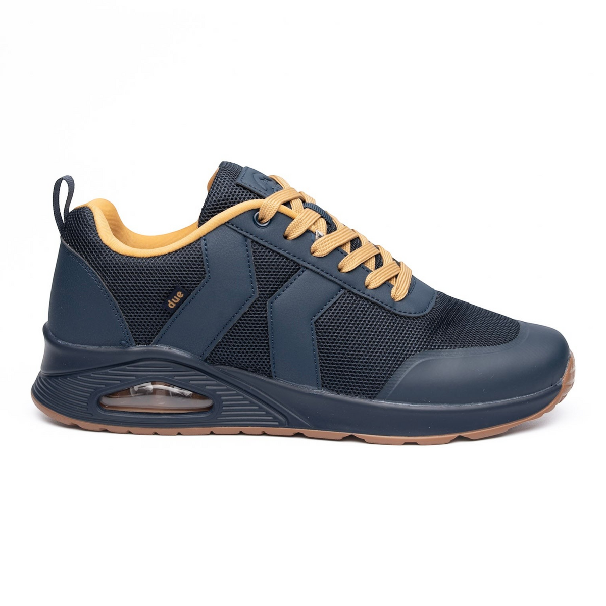 Zapatillas Due Shoes Roma II azul marino con malla transpirable, cordones beige y suela con cápsula de aire