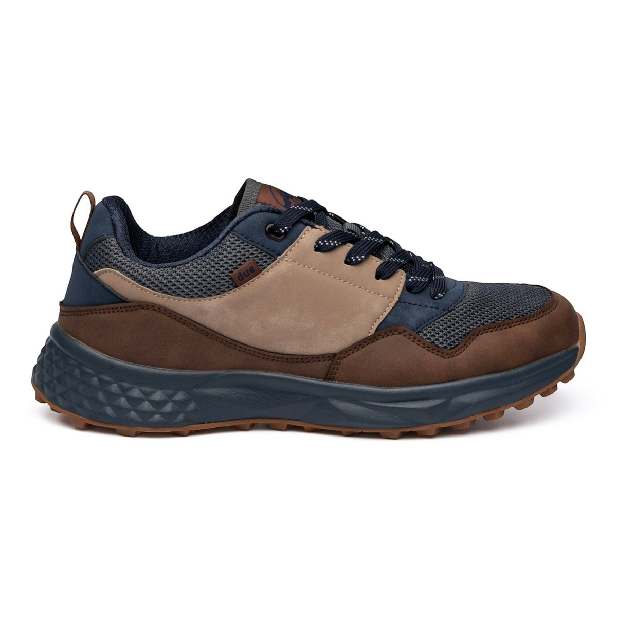 Zapatillas Due Shoes Dolomiti II en tonos marrón y azul marino con malla transpirable y suela de gran amortiguación